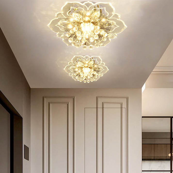 Elegant Crystal Flower LED Flush Mount Ceiling Light