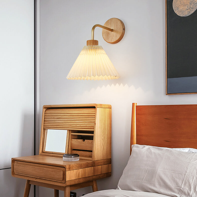 Minimalist Pleated Umbrella Shade Sconce