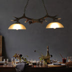 Vintage Antler Glass Bowl Chandelier
