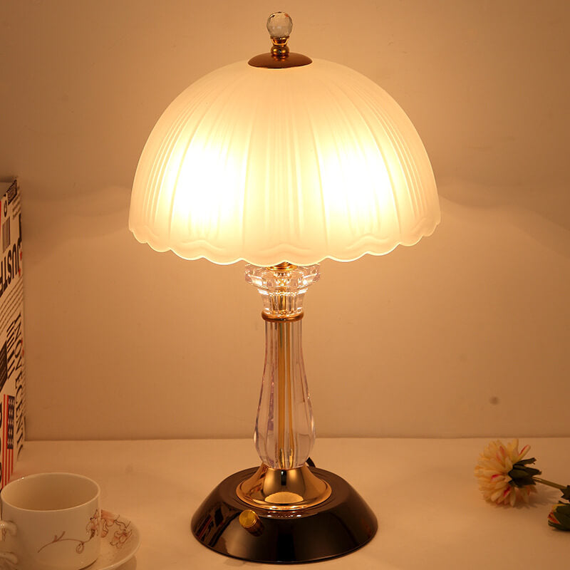 Premium Textured Glass Dome Shade 2-Light Table Lamp
