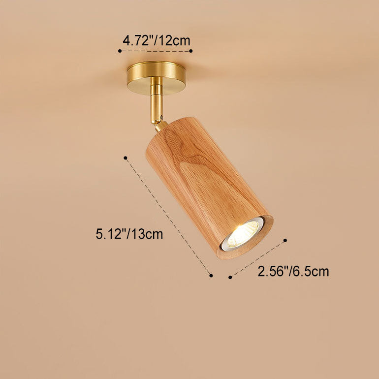 Nordic Minimalist Walnut Wood LED Linear Track Ceiling