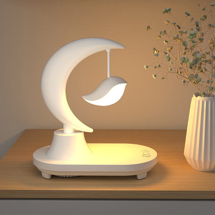 Art Deco Moon Shape Bluetooth Speaker & LED Night Light Table Lamp