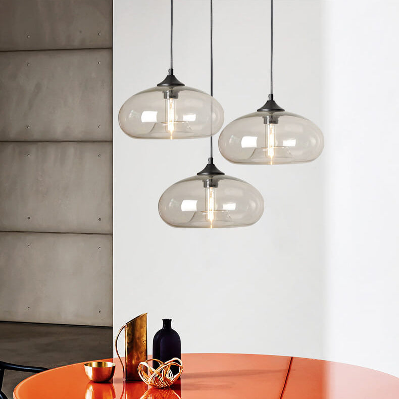 Premium Colored Glass Oval Pendant Light - 1-Light