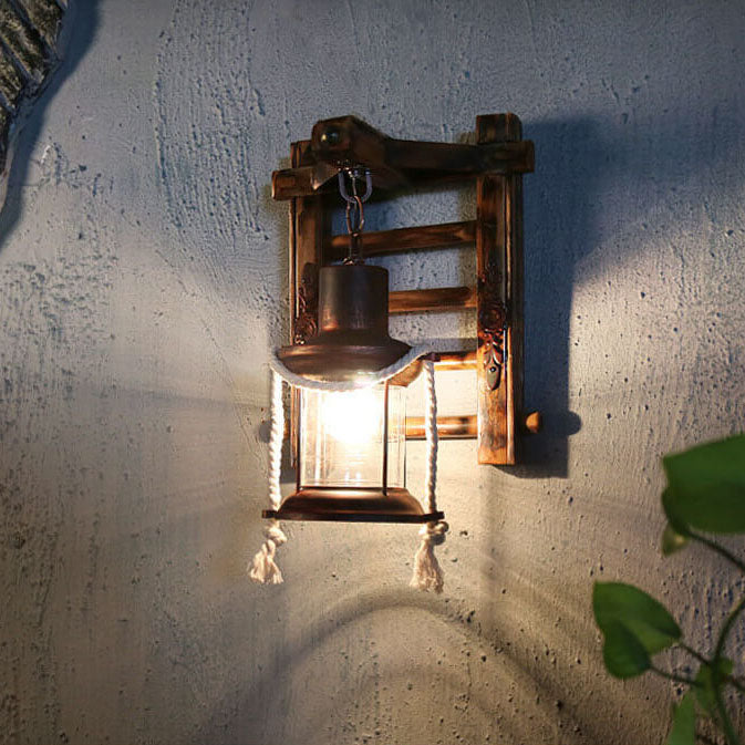 Premium Vintage Bamboo Weaving Kerosene Wall Sconce Lamp