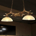 Vintage Antler Glass Bowl Chandelier