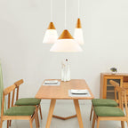 Nordic Wood Grain Cone Pendant Light - 1-Light Glass Fixture