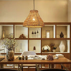 Vintage Rattan Dome Pendant Light - 1-Light Fixture