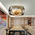 Elegant 6-Light Crystal Chandelier with Modern Glass Shade