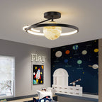 Contemporary LED Planet Globe Semi-Flush Mount Ceiling Light