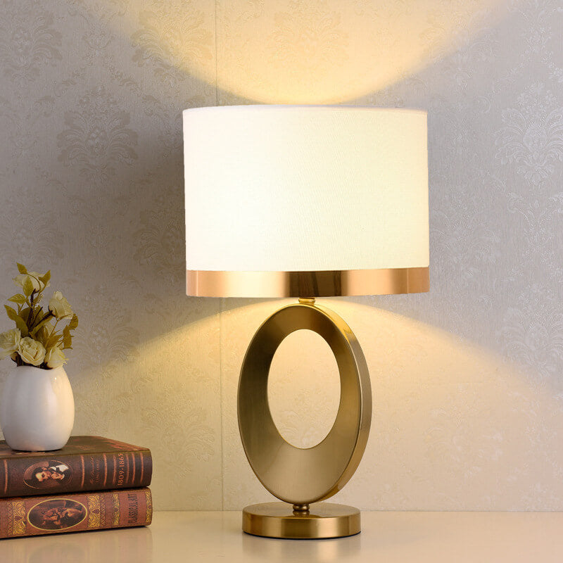Elegant Fabric Table Lamp with 1-Light Ring Base