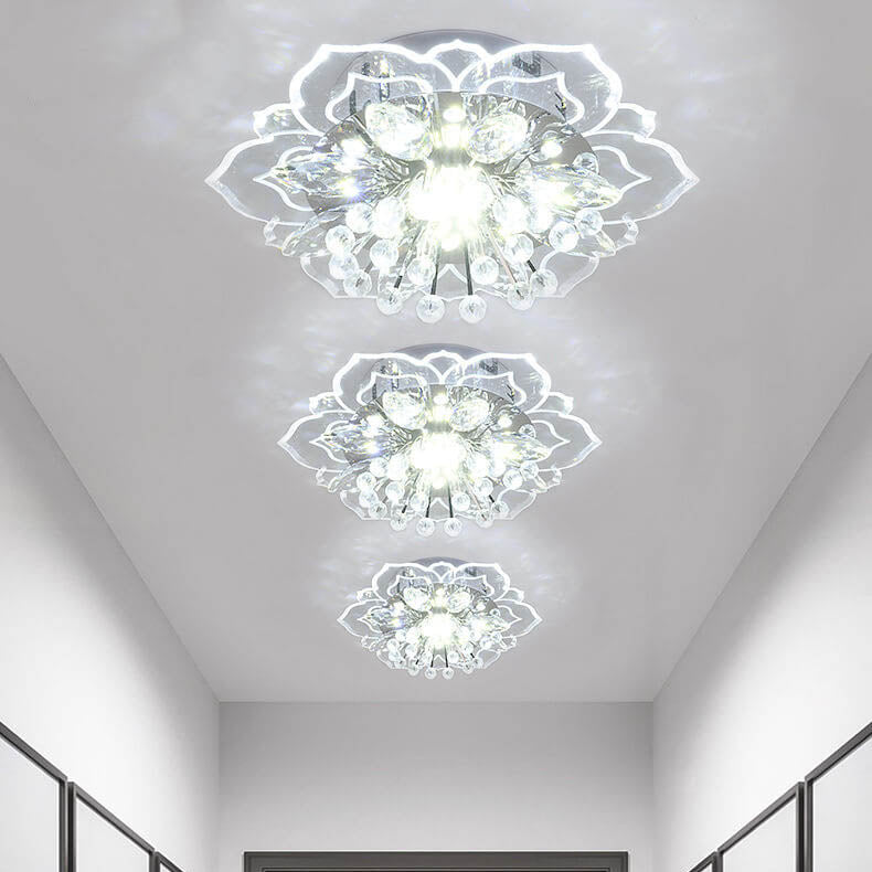 Elegant Crystal Flower LED Flush Mount Ceiling Light