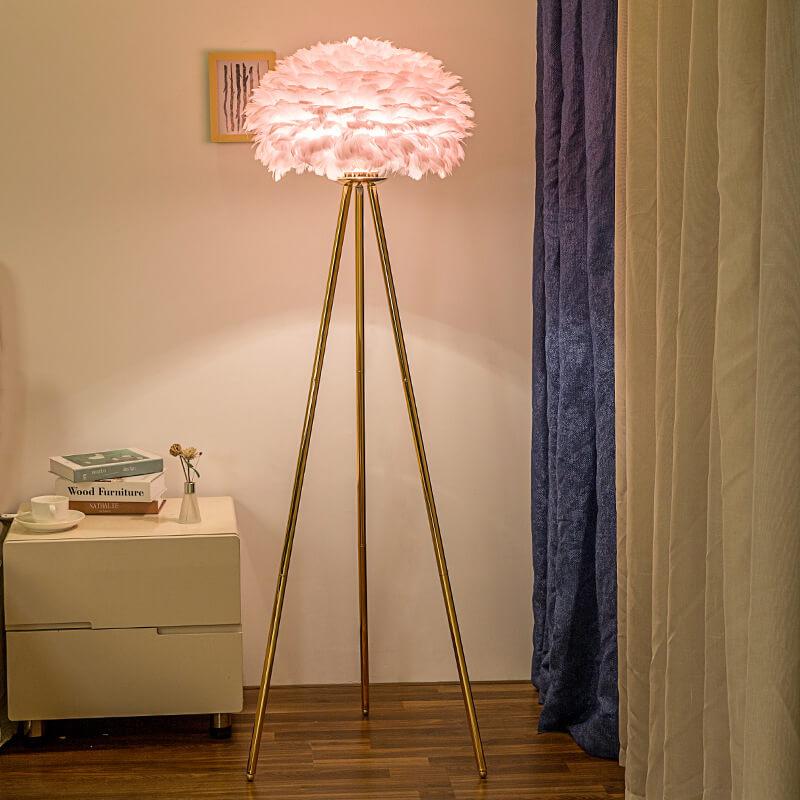 Contemporary Globe Floor Lamp with Feather Design