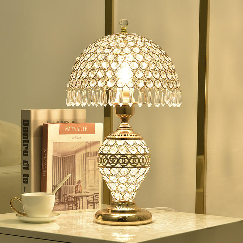Elegant Crystal Dome Table Lamp - 1-Light Design