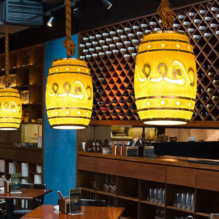 Rustic Wine Barrel Resin Pendant Light