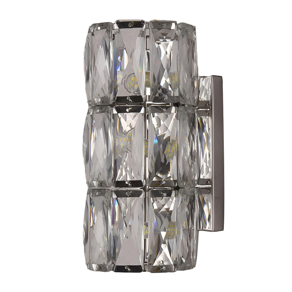 Modern LED Cylindrical Crystal Wall Sconce with Three-Step Dimming