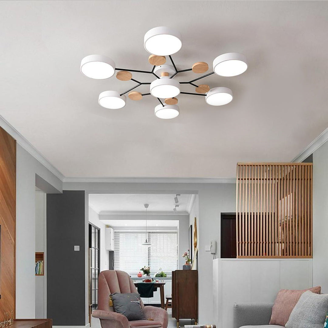 Sputnik Chandelier - Artistic Metal and Wood Ceiling Light for Kids' Rooms