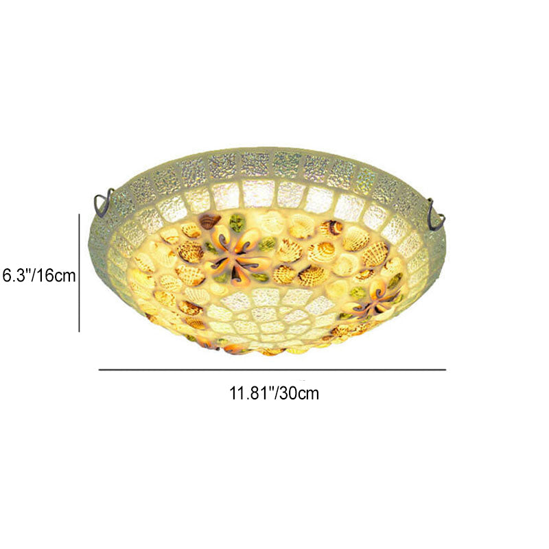 Tiffany Mosaic Shells 1-Light Flush Mount Ceiling Light