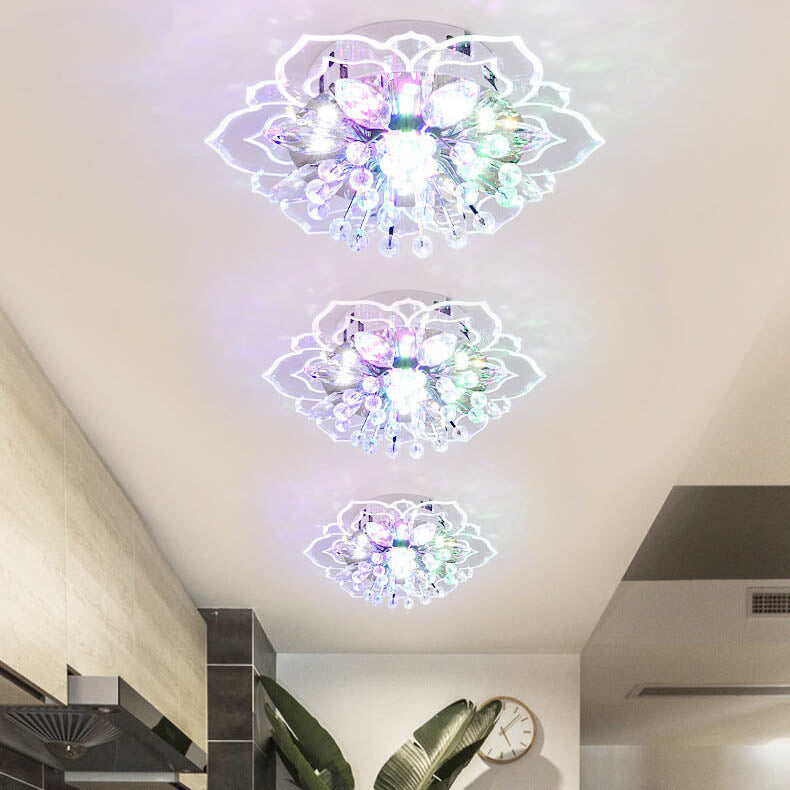 Elegant Crystal Flower LED Flush Mount Ceiling Light