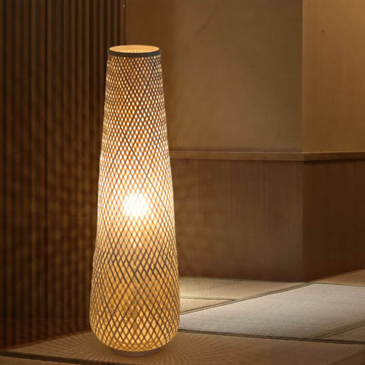 Premium Bamboo Weaving LED Floor Lamp - 1-Light Design