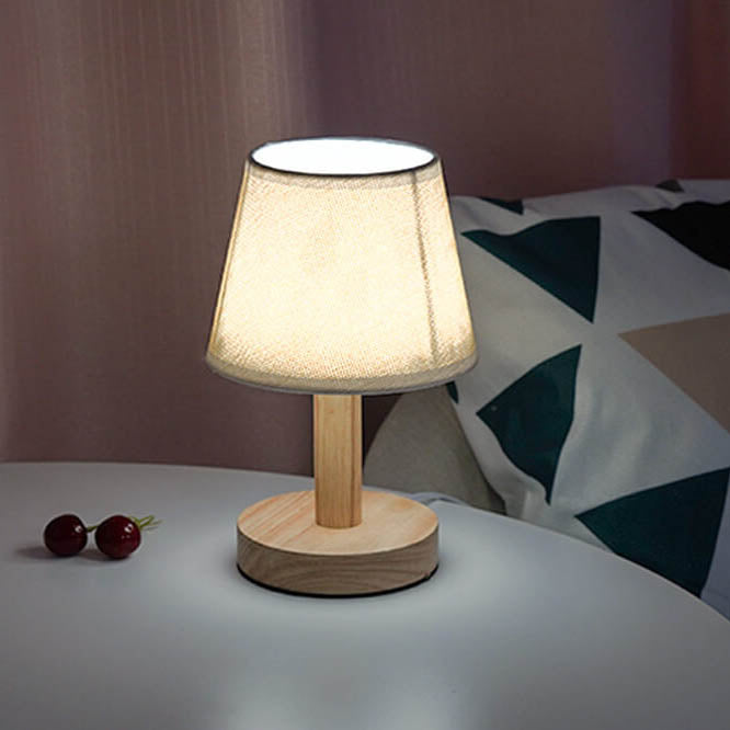 Premium Vintage Linen Drum Shade LED Table Lamp