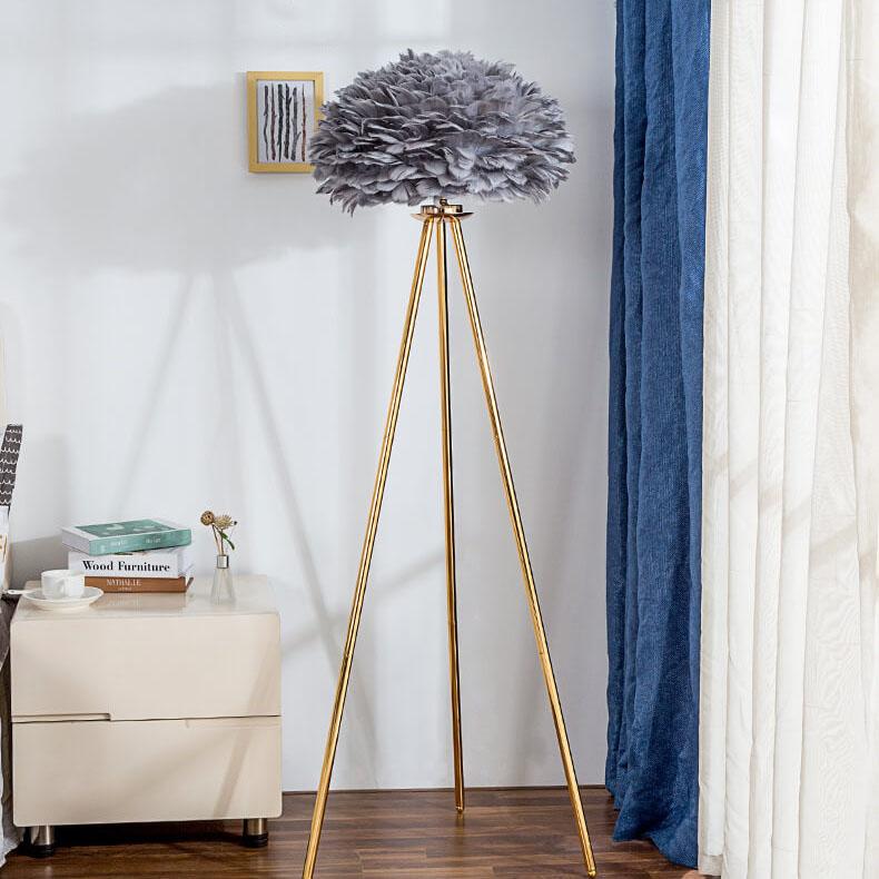 Contemporary Globe Floor Lamp with Feather Design