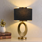 Elegant Fabric Table Lamp with 1-Light Ring Base