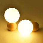 Nordic Solid Wood Milk White Glass Orb Table Lamp