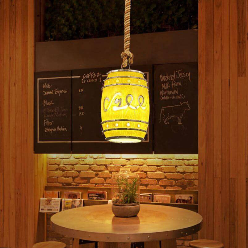 Rustic Wine Barrel Resin Pendant Light