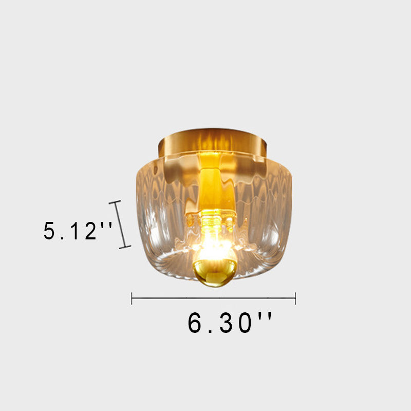 Copper & Glass Sun Flush Mount Light