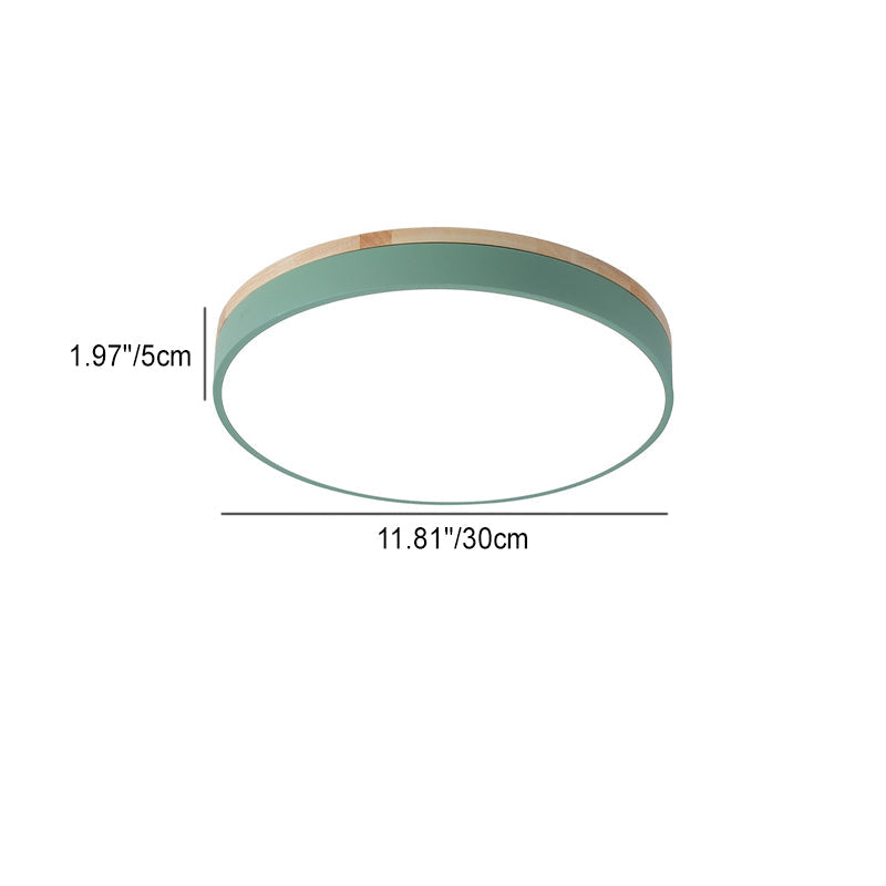 Minimalist Round LED Flush Mount Ceiling Light - Macaron Design for Bedroom