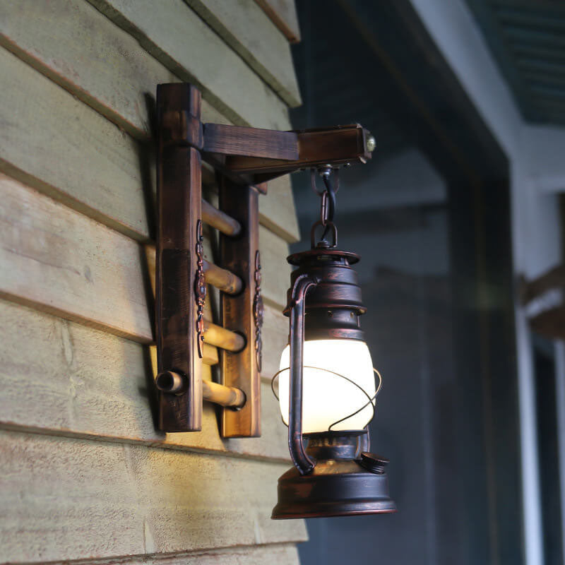 Premium Vintage Bamboo Weaving Kerosene Wall Sconce Lamp