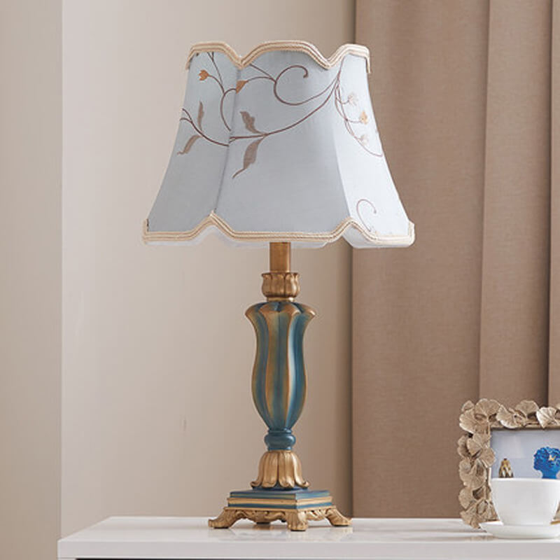 Classic Round Fabric and Resin Table Lamp - 1 Light