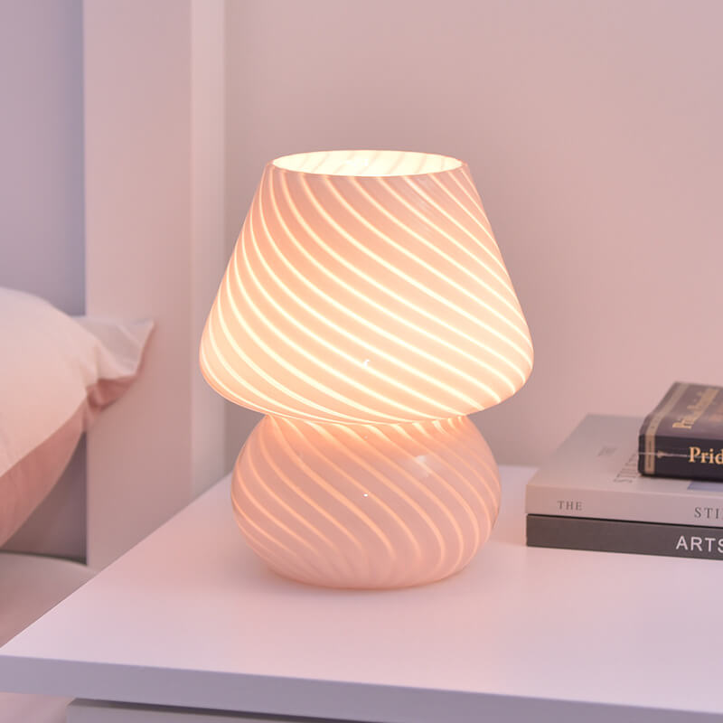 Vintage Glass Mushroom LED Table Lamp - 1-Light Night Light