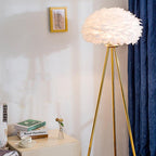 Contemporary Globe Floor Lamp with Feather Design