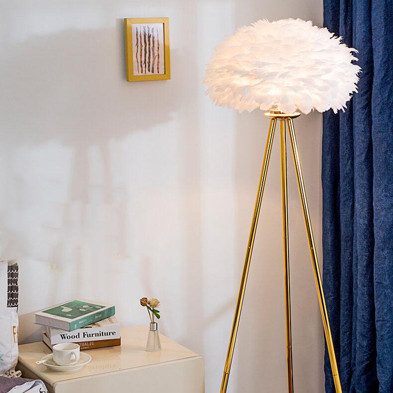 Contemporary Globe Floor Lamp with Feather Design