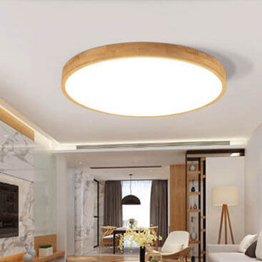 Premium Nordic Solid Wood Round Ultra-Thin LED Ceiling