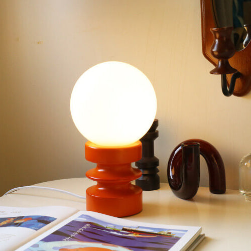Premium Vintage Orange Glass Table Lamp - 1 Light