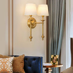Contemporary Brass Wall Sconce, Fabric Shade