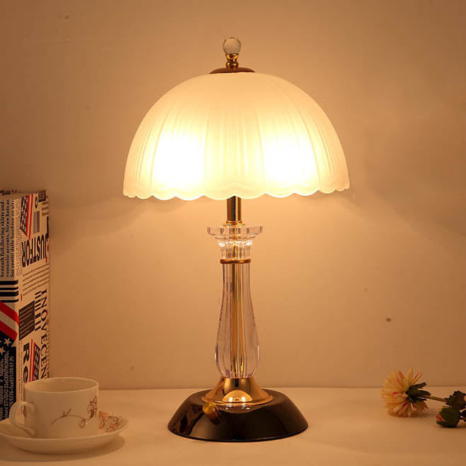 Premium Textured Glass Dome Shade 2-Light Table Lamp