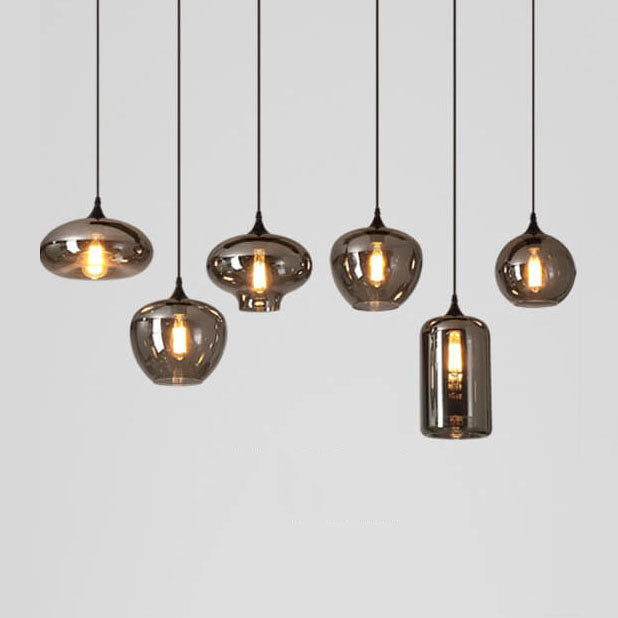Contemporary Smoke Gray Glass LED Pendant Light