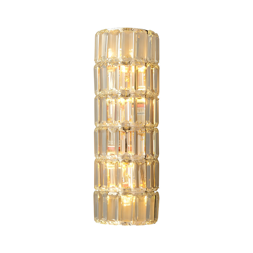 Luxury Crystal Three-Step Dimming Round Rectangular Wall Lamp