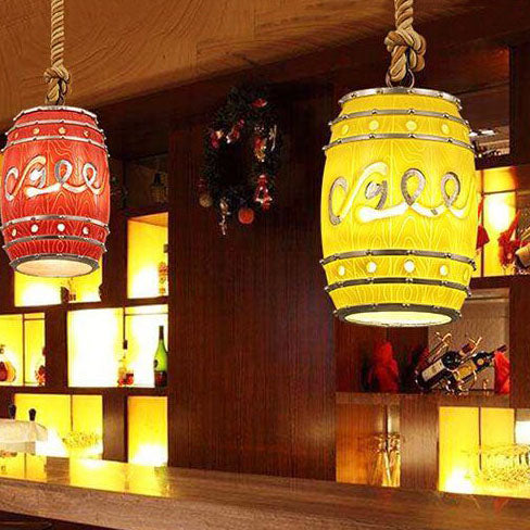 Rustic Wine Barrel Resin Pendant Light