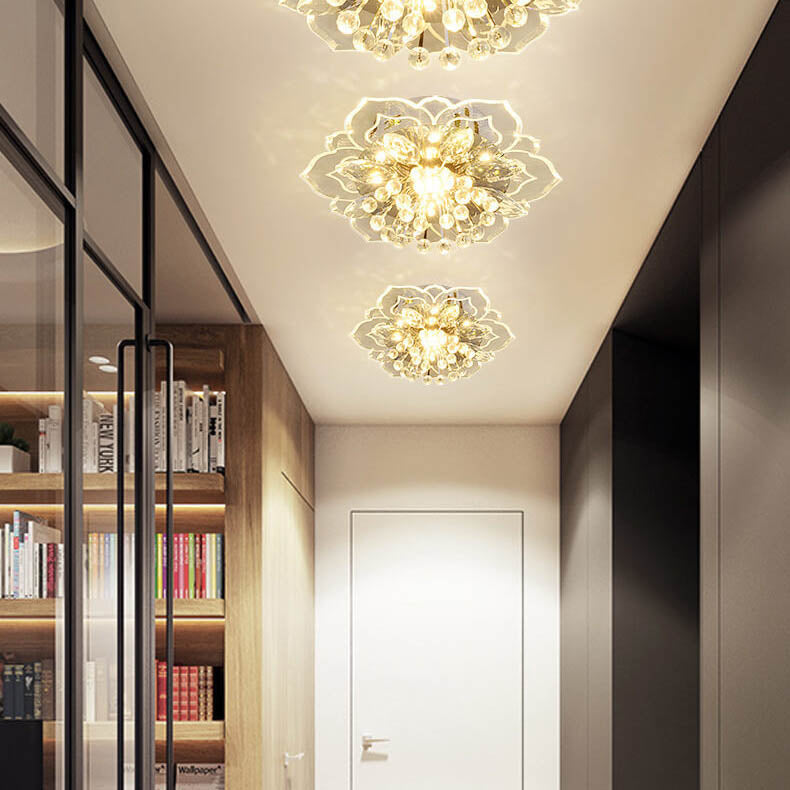 Elegant Crystal Flower LED Flush Mount Ceiling Light