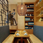 Vintage Rattan Dome Pendant Light - 1-Light Fixture