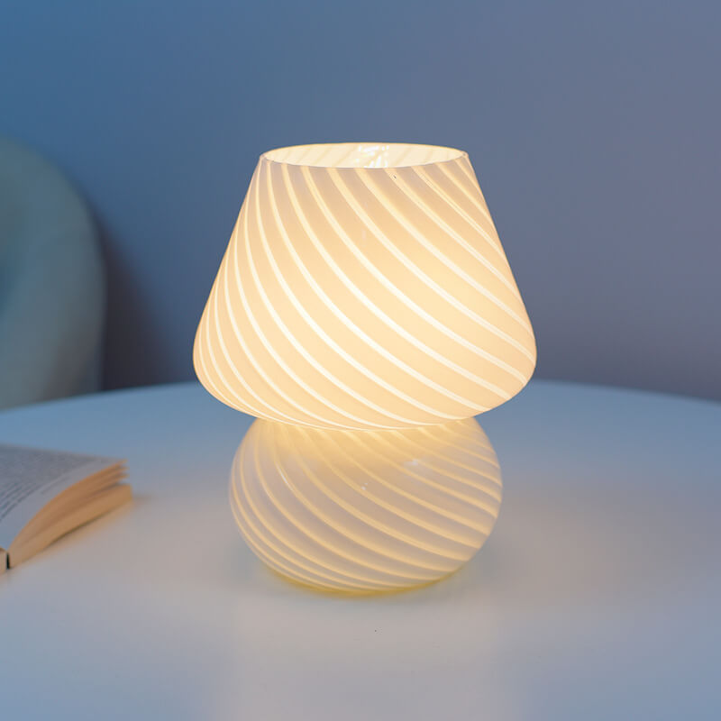 Vintage Glass Mushroom LED Table Lamp - 1-Light Night Light
