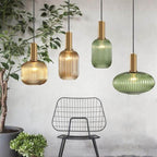 Striped Glass 1-Light Lantern Pendant