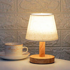 Premium Vintage Linen Drum Shade LED Table Lamp