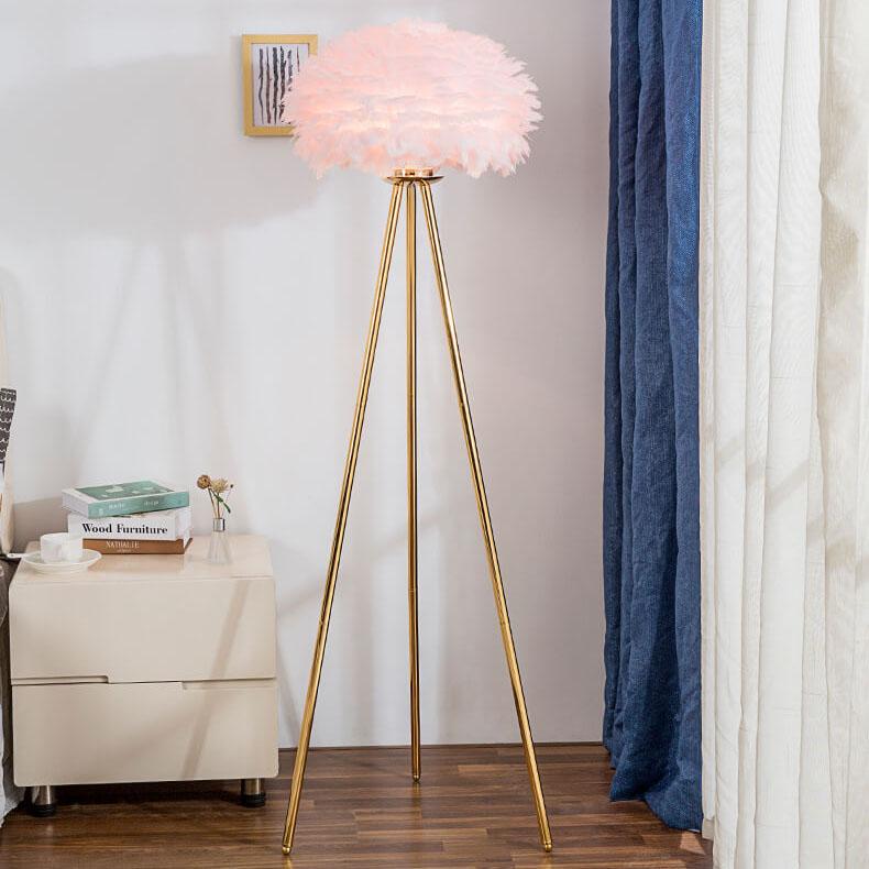 Contemporary Globe Floor Lamp with Feather Design