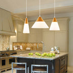 Nordic Wood Grain Cone Pendant Light - 1-Light Glass Fixture