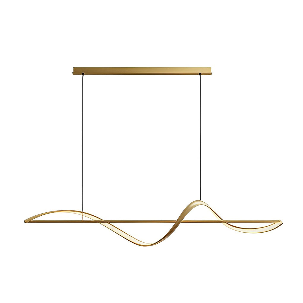 Modern Minimalist LED Copper Chandelier with Wave Design for Dining Rooms